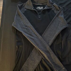 Smartwool Black and Gray Patterned Quarter-Zip Top